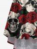 Robe cami hawaïenne à imprimé crânes et roses, ourlet asymétrique - Rouge XS
