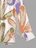 Robe midi trapèze à imprimé hawaïen de feuilles tropicales avec poches fendues - violet lavande XS
