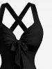 Robe débardeur à bretelles entrecroisées et nœud, imprimé ombré crânes d'Halloween et pièces de machine - Noir XS