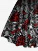 Robe débardeur à bretelles entrecroisées et nœud, imprimé ombré crânes d'Halloween et pièces de machine - Noir XS