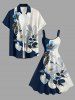 Robe trapèze hawaïenne à imprimé fleurs, feuilles et branches - Bleu profond XS