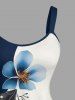 Robe trapèze hawaïenne à imprimé fleurs, feuilles et branches - Bleu profond XS