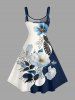 Robe trapèze hawaïenne à imprimé fleurs, feuilles et branches - Bleu profond XS