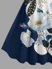 Robe trapèze hawaïenne à imprimé fleurs, feuilles et branches - Bleu profond XS