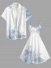 Robe trapèze à imprimé fleurs et feuilles hawaïen - Bleu clair XS