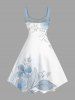 Robe trapèze à imprimé fleurs et feuilles hawaïen - Bleu clair XS