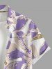 Chemise hawaïenne à imprimé feuilles tropicales avec boutons et poche pour homme - violet lavande M