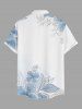 Chemise hawaïenne pour homme à imprimé fleurs et feuilles, avec boutons et poche - Bleu clair M