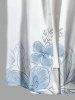 Chemise hawaïenne pour homme à imprimé fleurs et feuilles, avec boutons et poche - Bleu clair M