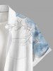 Chemise hawaïenne pour homme à imprimé fleurs et feuilles, avec boutons et poche - Bleu clair M