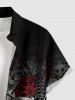 Chemise homme Halloween à imprimé crânes et pièces de machine, dégradé, à boutons et poche - Noir S