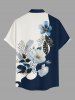 Chemise hawaïenne pour homme, imprimé fleurs, feuilles et branches, à boutons et poche - Bleu profond M