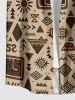 Chemise hawaïenne pour homme, à imprimé graphique géométrique ethnique, avec boutons et poche - Bronze S