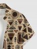 Chemise hawaïenne pour homme, à imprimé graphique géométrique ethnique, avec boutons et poche - Bronze S