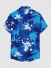 Chemise hawaïenne pour homme, motif cocotier et feuilles tropicales, éclaboussures de peinture, avec boutons et poche - Bleu 5XL