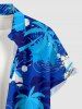 Chemise hawaïenne pour homme, motif cocotier et feuilles tropicales, éclaboussures de peinture, avec boutons et poche - Bleu 5XL