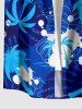 Chemise hawaïenne pour homme, motif cocotier et feuilles tropicales, éclaboussures de peinture, avec boutons et poche - Bleu 5XL