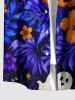 Halloween Pumpkin Ghost Tropical Leaf Flower Print Buttons Pocket Shirt For Men -  