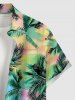Chemise hawaïenne pour homme à imprimé dégradé coloré de cocotiers, avec boutons et poche -  S