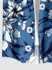 Flower Leaf Print Buttons Pocket Hawaii Shirt For Men -  