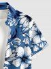 Flower Leaf Print Buttons Pocket Hawaii Shirt For Men -  