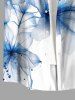Chemise hawaïenne pour homme à imprimé fleurs, avec boutons et poche - Blanc L