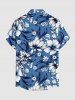 Flower Leaf Print Buttons Pocket Hawaii Shirt For Men -  