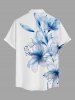 Chemise hawaïenne pour homme à imprimé fleurs, avec boutons et poche - Blanc L