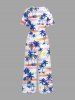 Combinaison hawaïenne à imprimé cocotier et ciel coloré, col en V, jambes larges - Violet clair XS