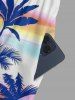 Combinaison hawaïenne à imprimé cocotier et ciel coloré, col en V, jambes larges - Violet clair XS