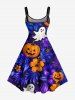 Robe débardeur à imprimé citrouilles et fantômes d'Halloween, feuilles tropicales et fleurs (bretelles réglables) - Concorde 4X