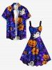Robe débardeur à imprimé citrouilles et fantômes d'Halloween, feuilles tropicales et fleurs (bretelles réglables) - Concorde 4X