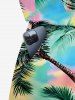 Combinaison hawaïenne à imprimé cocotier coloré dégradé, avec lien de serrage - Turquoise Foncée XS