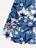 Robe hawaïenne cintrée à imprimé fleurs et feuilles - Bleu Ciel XS