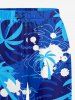 Pantalon tuyau de poêle hawaïen à imprimé cocotier, feuilles tropicales et éclaboussures de peinture - Bleu XS