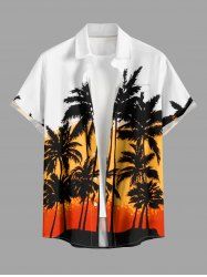 Chemise hawaïenne à imprimé cocotier à poche boutonnée pour homme - Orange M