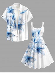 Flowers Print Matching Hawaii Beach Outfit For Couples -  