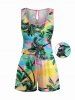 Matching Hawaii Shirt and Romper Beach Outfit Coconut Tree Colorful Ombre Print for Couples -  