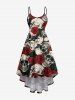 Halloween Skulls Rose Flower Print Matching Outfit For Couples -  
