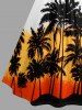 Robe trapèze à bretelles croisées et fronces à imprimé cocotier Hawaï - Orange XXS