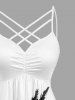 Robe trapèze hawaïenne à imprimé cocotier, bretelles croisées et fronces - Orange XS