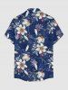 Chemise hawaïenne pour homme à boutons et poche, à imprimé tropical de feuilles, fleurs et branches - Cadetblue M