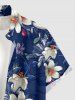 Chemise hawaïenne pour homme à boutons et poche, à imprimé tropical de feuilles, fleurs et branches - Cadetblue M