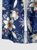 Chemise hawaïenne pour homme à boutons et poche, à imprimé tropical de feuilles, fleurs et branches - Cadetblue M