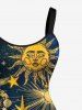 Robe trapèze à imprimé soleil, lune, planète, galaxie et nuages - Bleu profond S