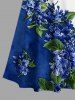Robe trapèze à épaules dénudées et bretelles croisées, à imprimé hawaïen feuilles et fleurs - Bleu 6X