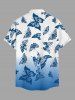 Chemise hawaïenne homme à imprimé papillon dégradé, boutons et poche - Bleu Ciel M