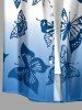 Chemise hawaïenne homme avec motif ombré papillon, boutons et poche - Bleu Ciel S