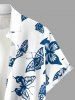 Chemise hawaïenne homme avec motif ombré papillon, boutons et poche - Bleu Ciel S