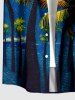 Chemise hawaïenne homme avec boutons et poche, imprimé peinture à l'huile paysage marin cocotier - Bleu 2XL